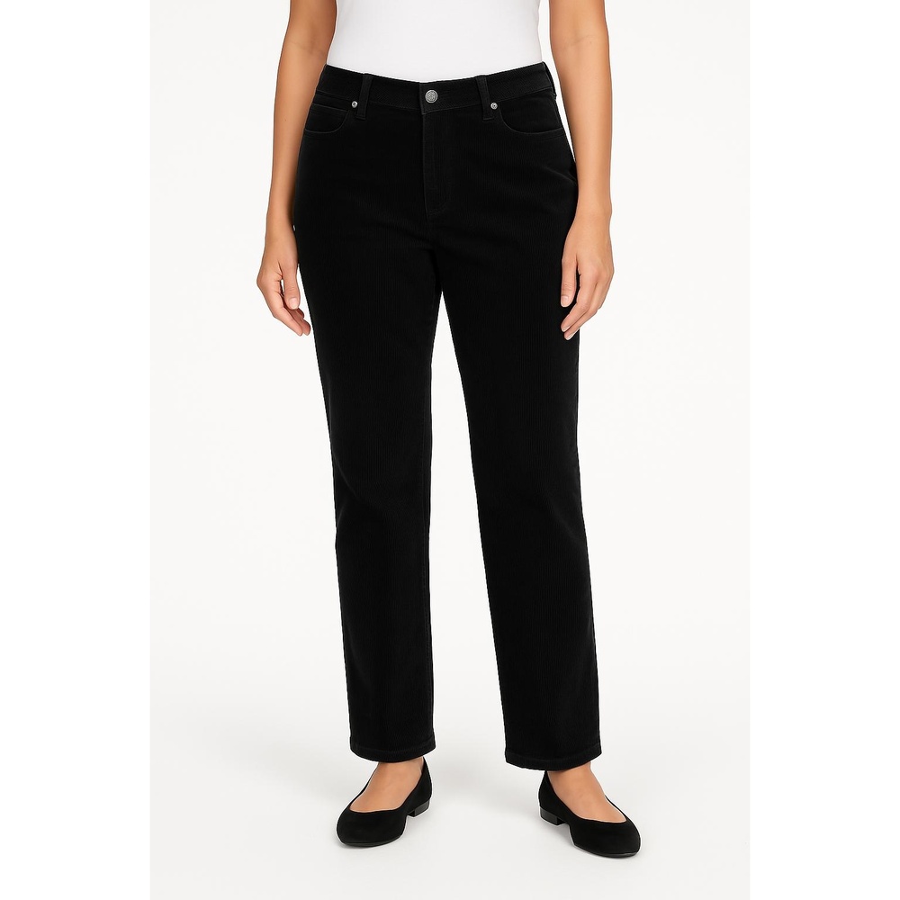 Talbots Black Corduroy Five Pocket Zip Fly Straight Leg Pants Size 12